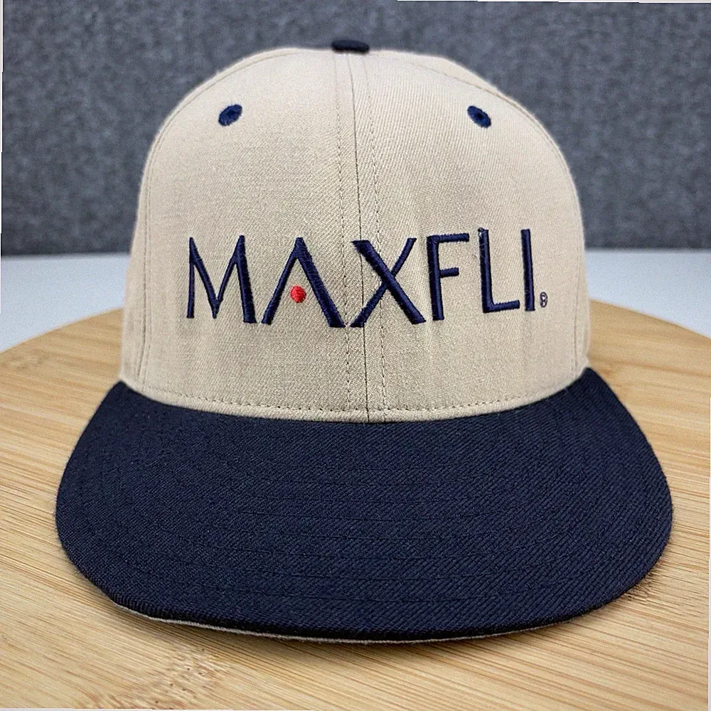Vintage 1993-96 MAXFLI Golf Hat Cap Fitted Size 7 5/8 New Era 5950 Tan Wool USA