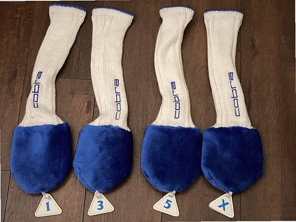 Vintage COBRA Set Of 4 #1 #3 #5 Golf Club Head Covers 1980's NOS Blue / White