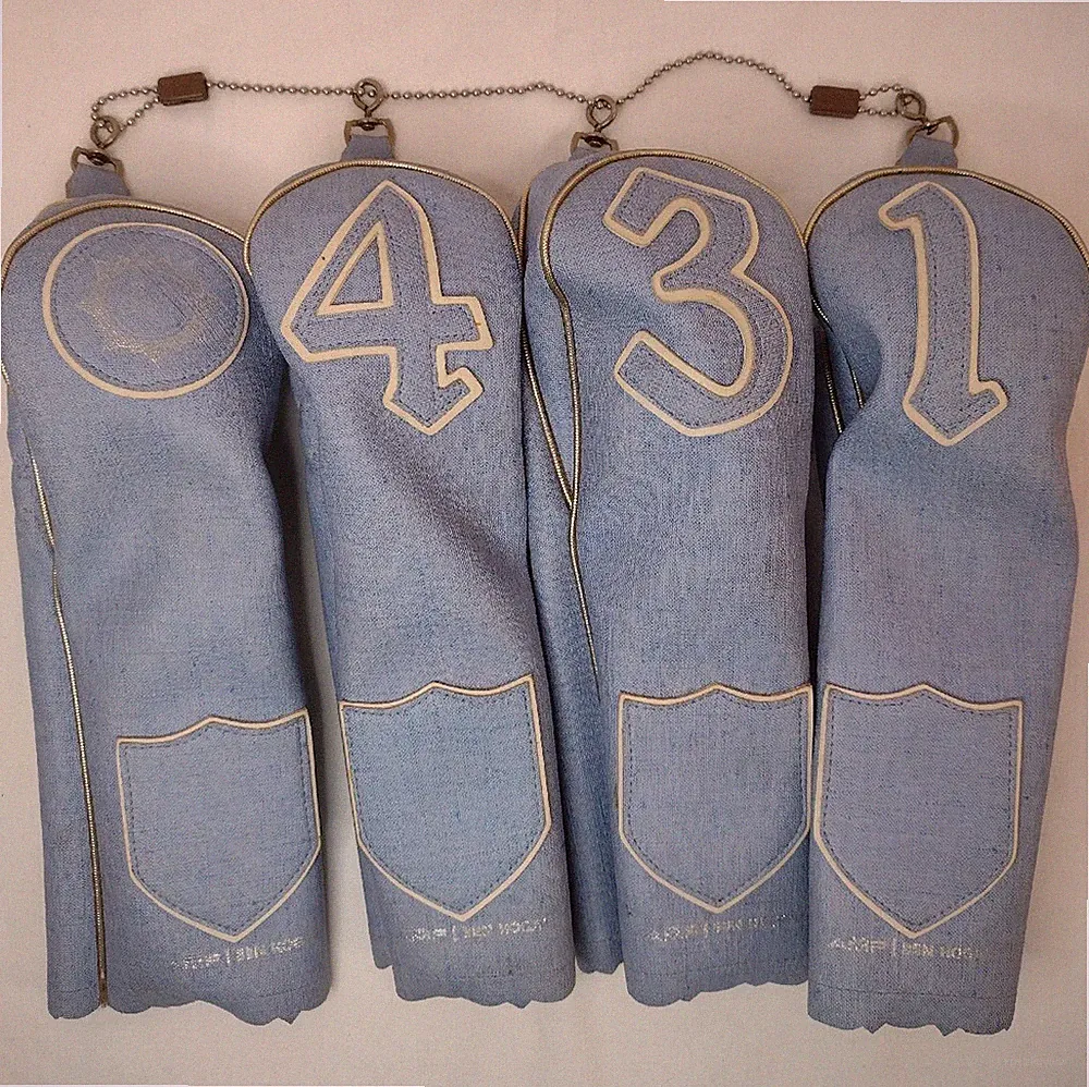 Vintage Golf Club Head Covers Ben Hogan AMF Blue Vinyl Fabric Lined