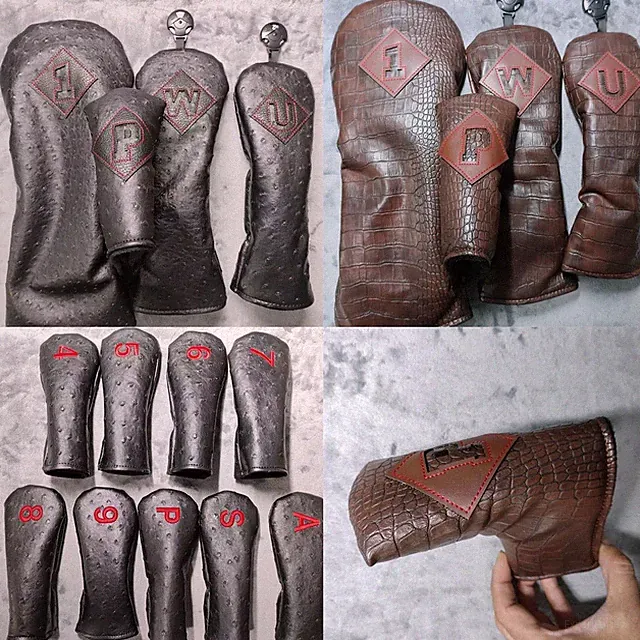 Vintage Handmade Crocodile Pattern Golf Club Head Cover Driver Woods UT Covers