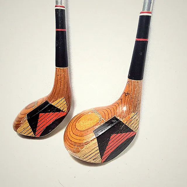 Vintage Invitational Maple Laminated Driver #1 and Fairway Wood #4 Chevron Golf