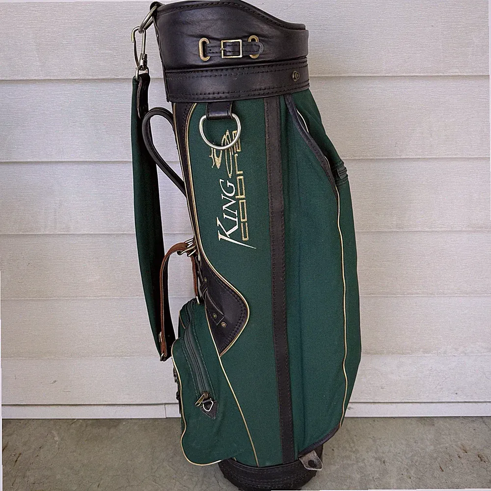 Vintage King Cobra Golf Cart Bag 6 Way Dividers Green Black Gold