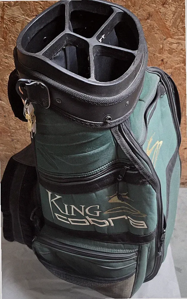 Vintage King Cobra Golf Cart Bag Green 5-Way w/ Rain Cover