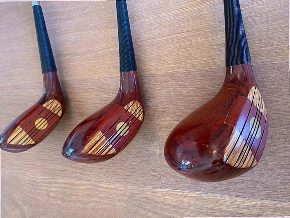 Vintage MacGregor Golden Bear Persimmon Wood Set 1 3 5 Golf Clubs RH + Covers