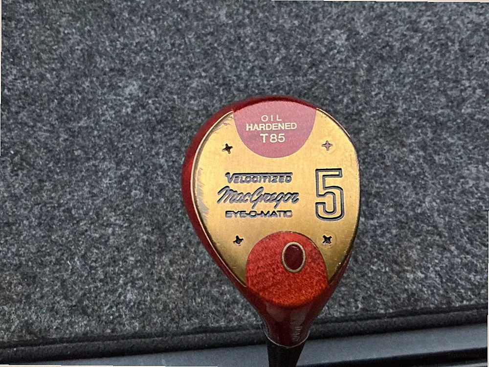 VINTAGE MACGREGOR T85 PERSIMMON VELOCITIZED EYE-O-MATIC 5 WOOD TRUE TEMPER SHAFT