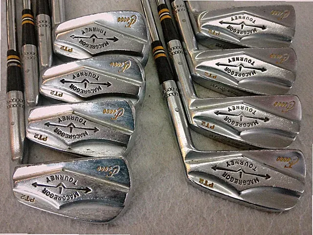 VINTAGE MACGREGOR TOURNEY PT2 CF4000 2-9 IRON SET PRO-PEL #2 STIFF STEEL MEN RH