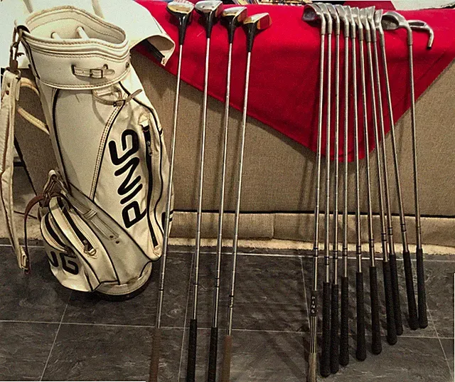 Vintage Original Set Ping Eye 2 Karsten Irons, Black dot, 4 Ping Woods, Ping Bag