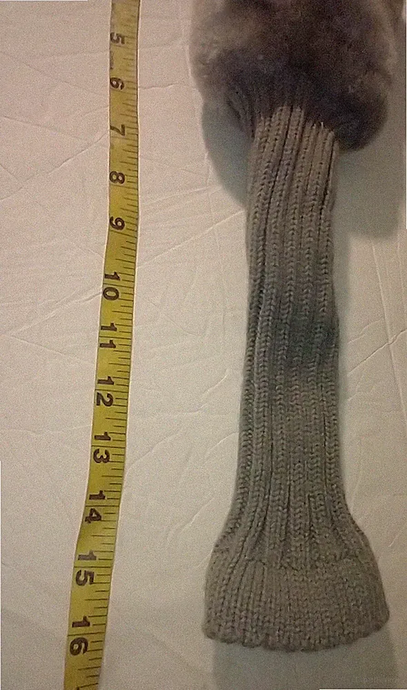 Vintage Oversized Gray Faux Fur Golf Club Headcover - Hybrid/Wood "X" - 16"