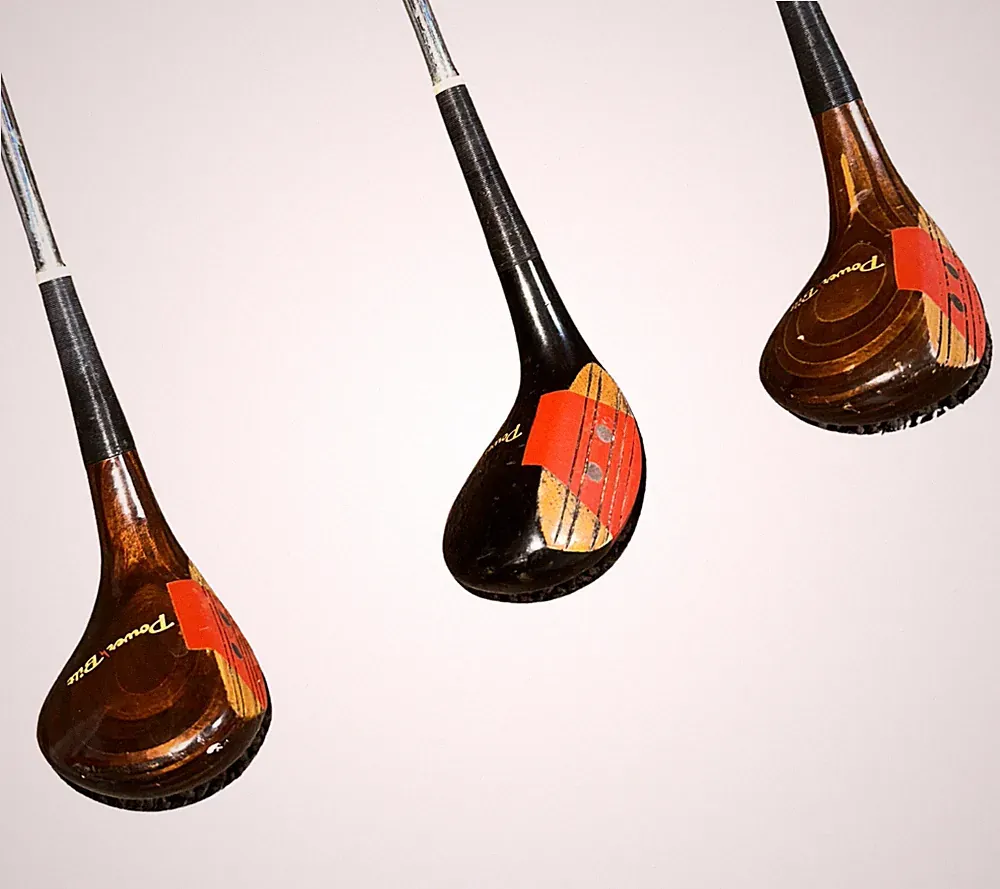 Vintage PowerBilt Persimmon Woods 3 4 5 USA RH Steel Shaft Golf Clubs