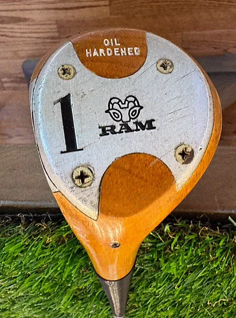 Vintage RAM #1 Driver Persimmon Wood Oil Hardened Left Hand LH Steel Shaft