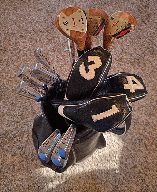 Vintage RAM Lightning 500 Full Set 2-PW Irons Persimmon Woods and Bag