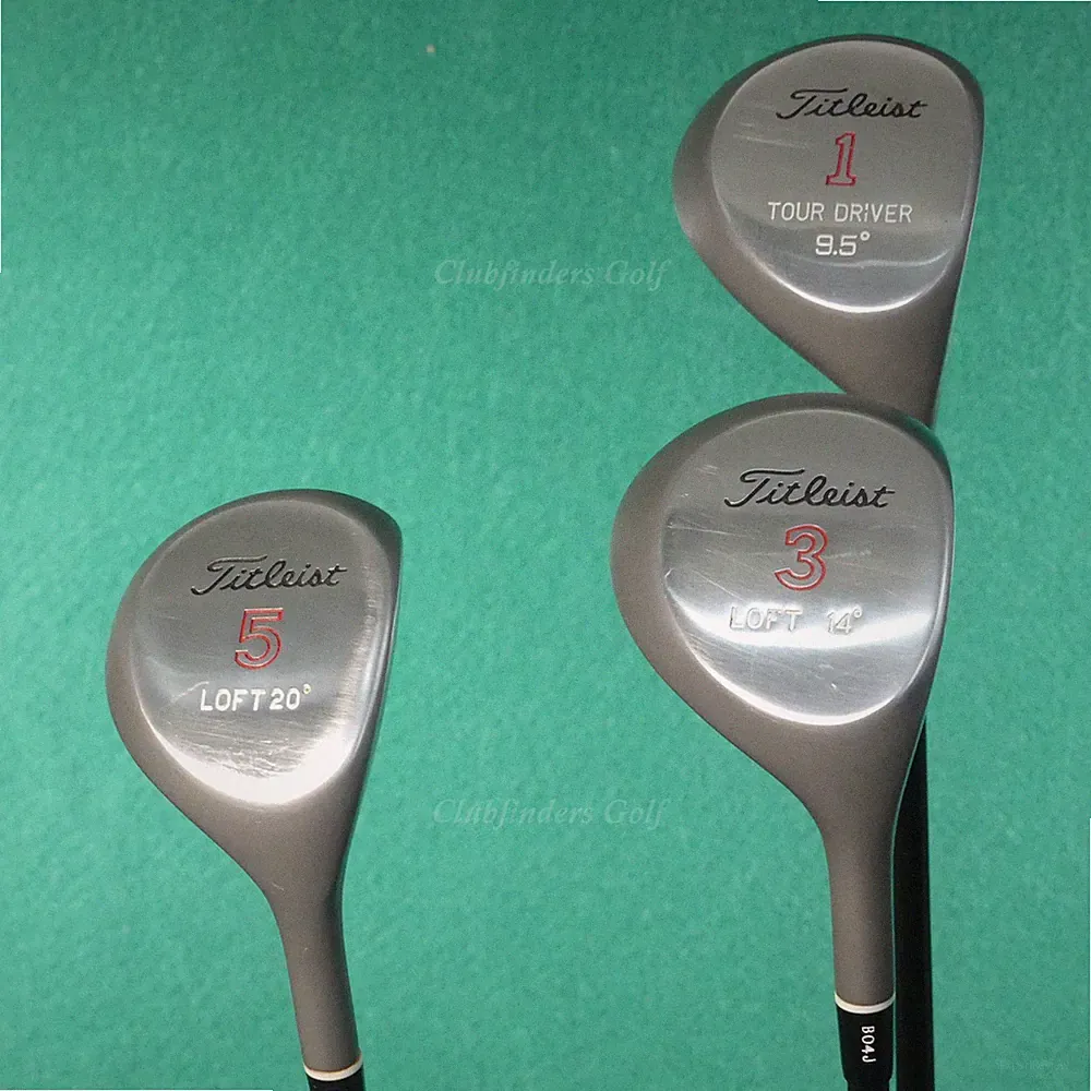 VINTAGE Titleist Metal Wood 9.5° Tour Driver, 3 & 5 Woods Graphite Firm SET OF 3
