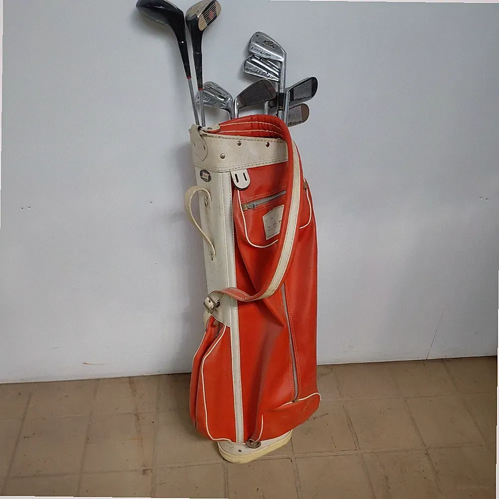 Vintage Wilson Golf Bag with 10 Golf Clubs