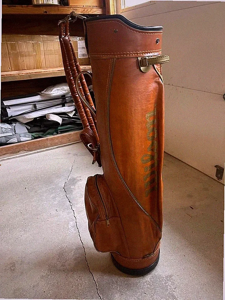 Vintage Wilson Golf Cart Bag - Brown Faux Leather with club 15-Divider