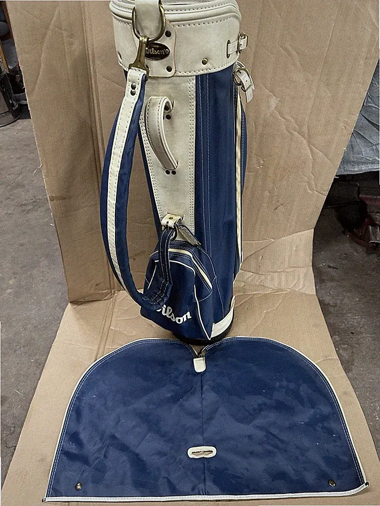 Vintage Wilson Golf Club Bag W/ Cover - Blue And White In Great Condition