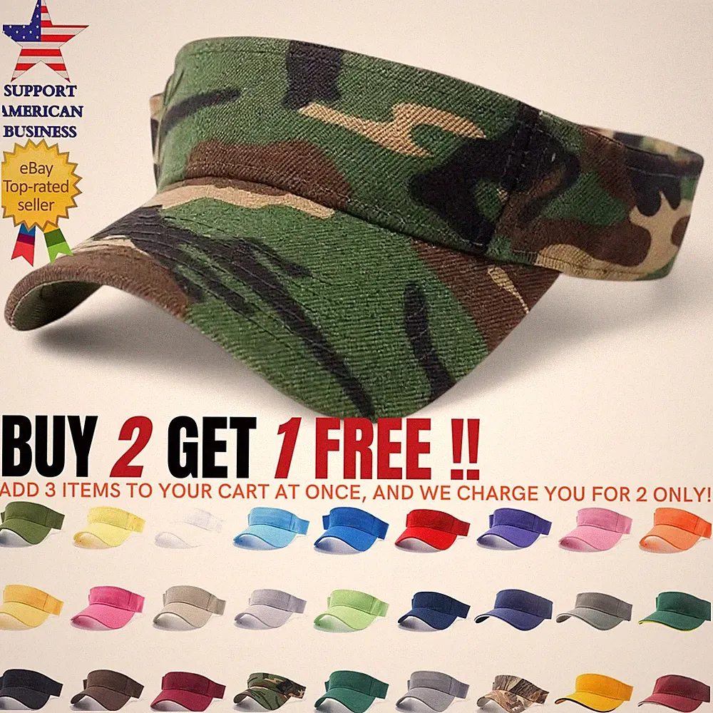 Visor Sun Hat Golf Tennis Beach Men Cap Adjustable Summer Plain Colors Women