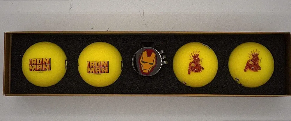 Volvik Marvel Iron Man VIVID Golf Ball Gift Set 4 Balls + Marker Open Box