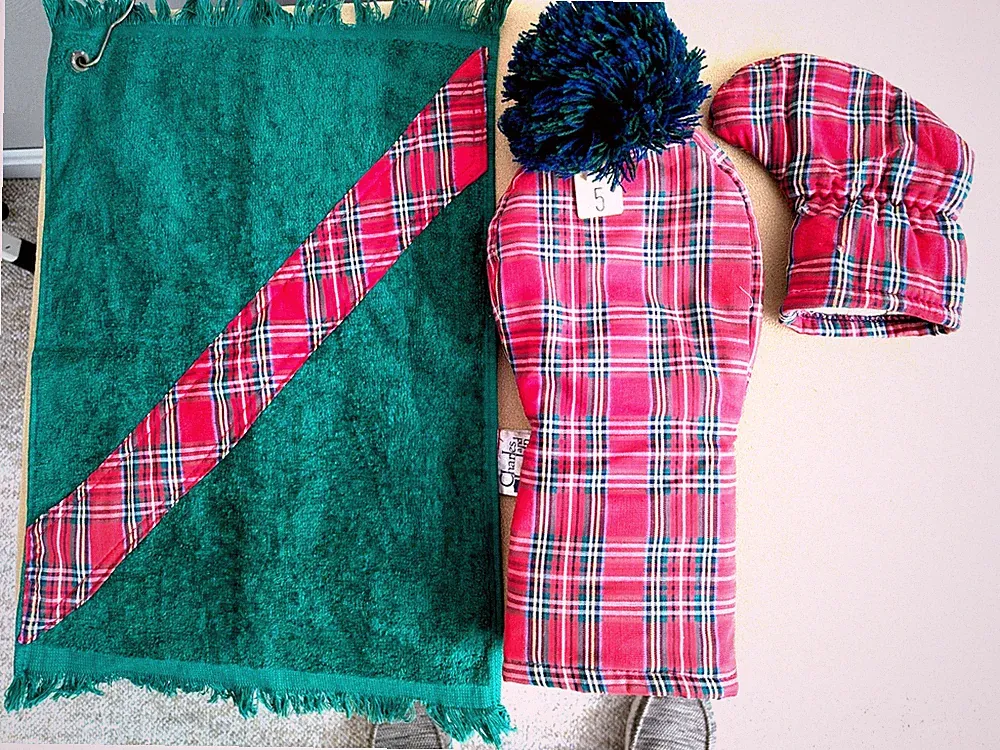 Charles and Larkin Vintage Plaid Golf Club Head Covers