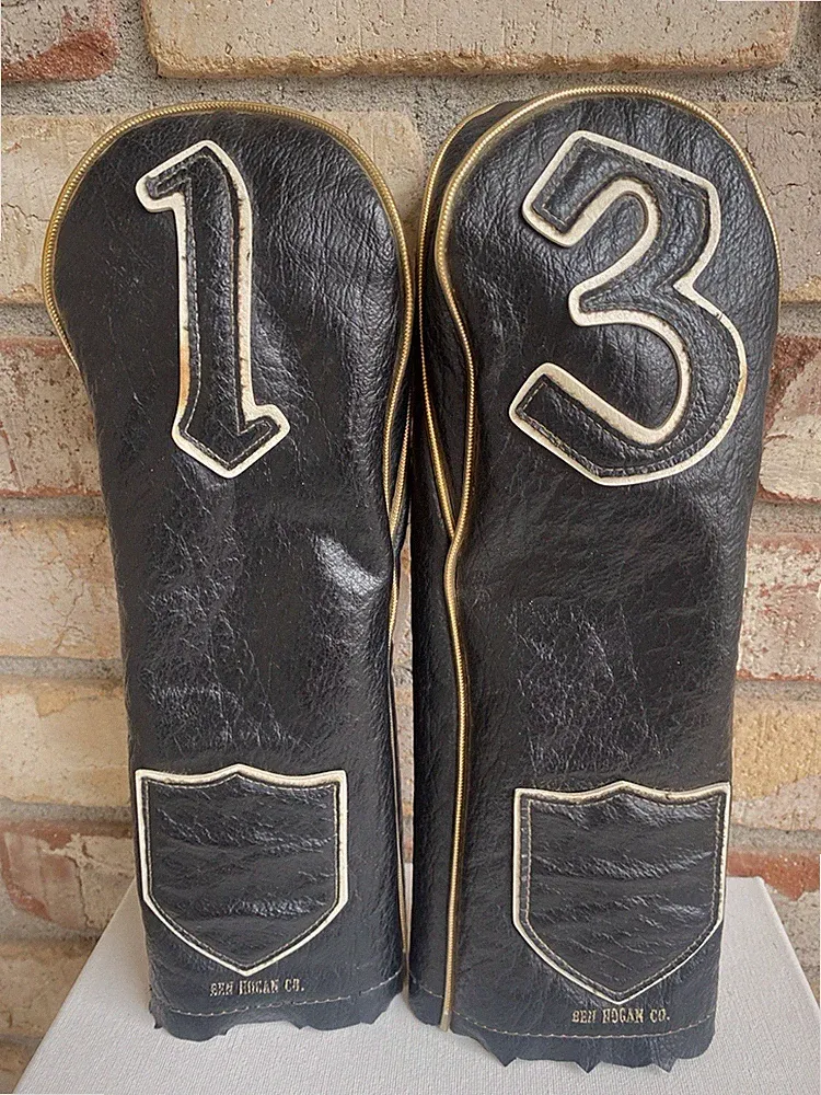 vtg Ben Hogan Golf Club Head Cover 1 + 3 Wood Black (set of 2)