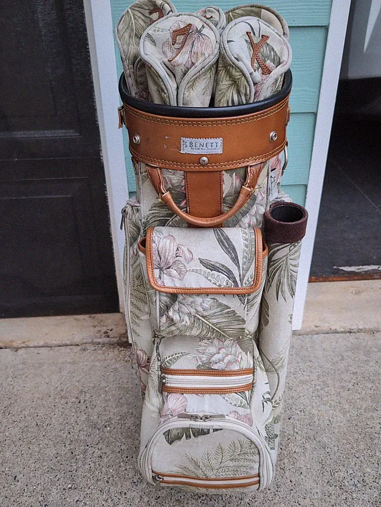 Vtg. Bennetti Women's Golf Club Bag Tropical Motor w/Club Covers
