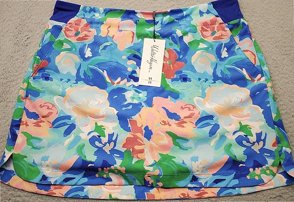 Walter Hagen Golf Tennis Skort Women L Multi Floral Lined Performance 11 Pull On