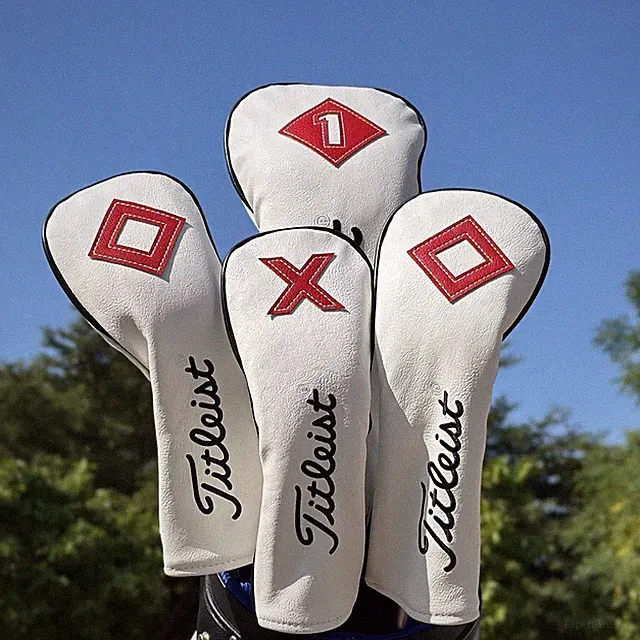 White & Red 4-Piece Set: Titleist Driver/Fairway Woods (2)/Utility Headcovers