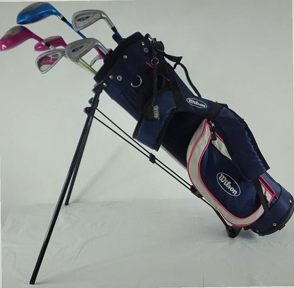 Wilson Girls Golf Stand Bag With 8 Various Golf Clubs X-Cat Cougar Tour & Wilson