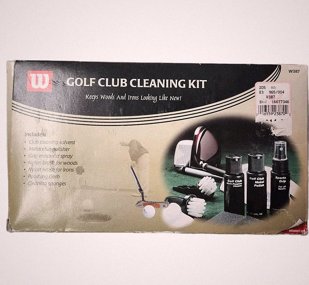 Wilson Golf Club Cleaning Kit Solvent Polish Brushes Grip Enhancer Never Used