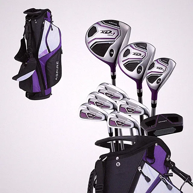 Women s Golf Club Set Driver Fairway Hybrid Irons Putter Bag Purple Right Hand