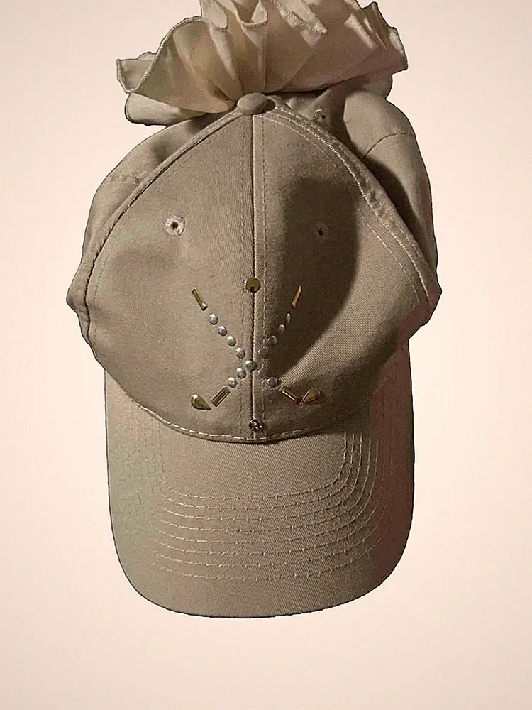 Women’s Khaki Golf Hat Cute With Bow And Accents