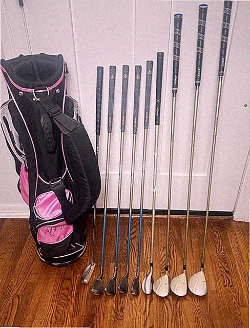 Women’s RH 9-club Golf Set Driver/3w/5w/Hybrid/8i-SW/Putter & New 8-way Cart Bag