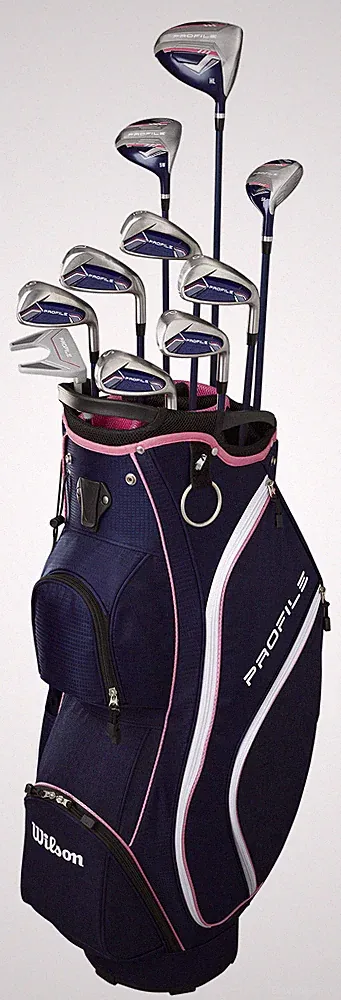 Women Wilson Profile Navy/Pink with Cart Bag Complete Set Club Set Graphite New
