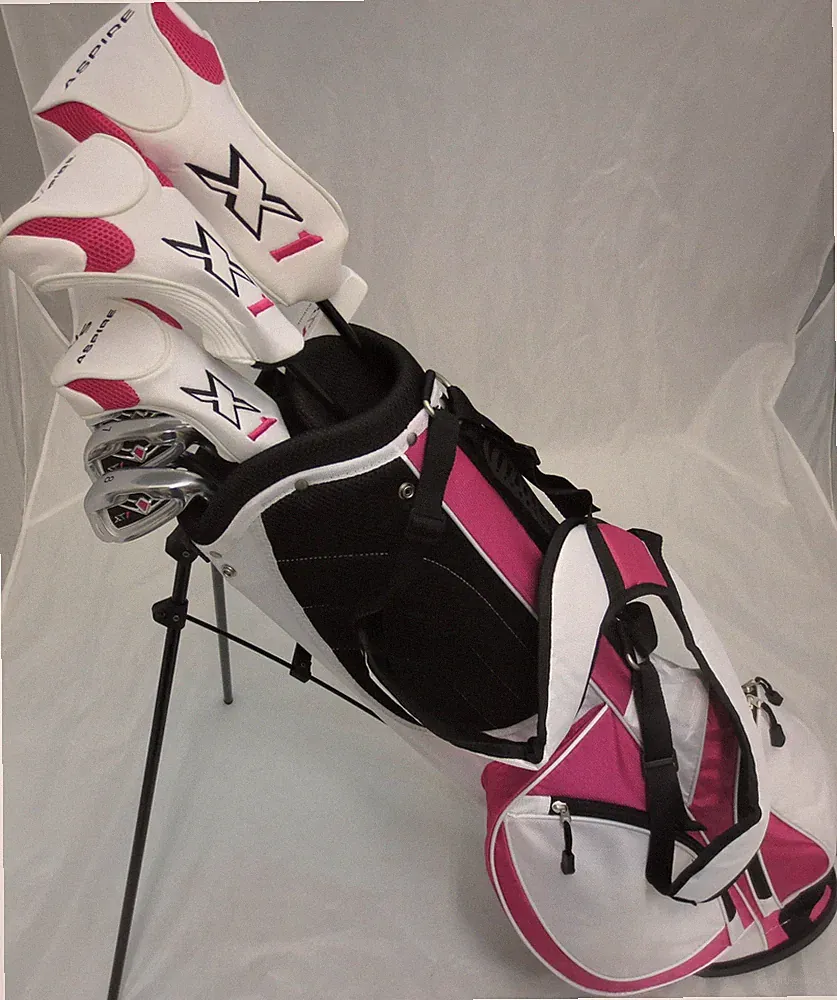 Womens Petite Golf Set Driver Wood Hybrid Irons Putter Ladies Clubs & Bag Pink