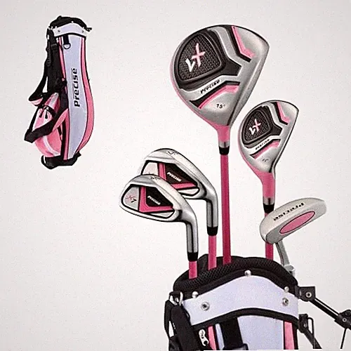 X7 Kids Golf Clubs Set – Boys’ & Girls’ Junior Golf Right Hand Pink Ages 6-8