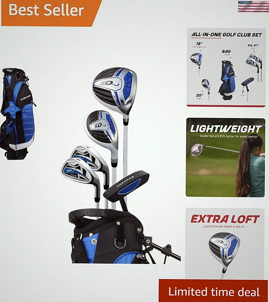 XD-J Kids Golf Clubs Set for Ages 9-12 – Lightweight Graphite & Hybrid Included