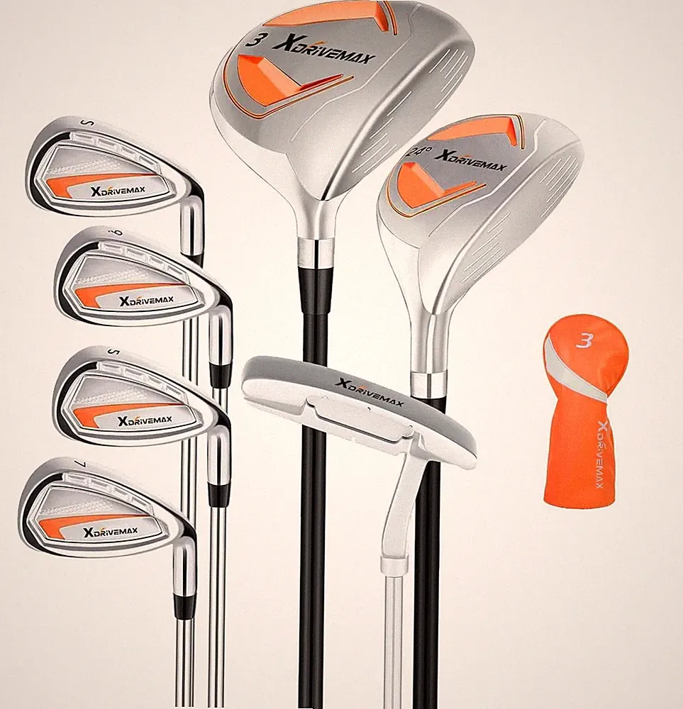 XDriveMax 7-Piece Women's Complete Golf Clubs Left Hand, Women-Orange NO BAG