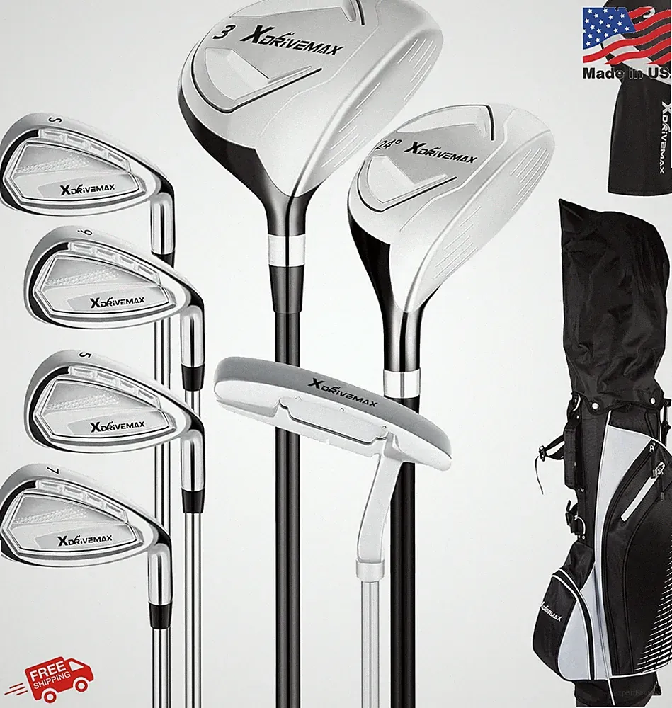 XDriveMax 8-Piece Left Hand Golf Club Set Men Regular Flex Graphite Shaft