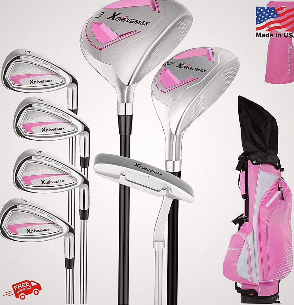 XDriveMax 8-Piece Left Hand Women Golf Club Set Pink Regular Graphite