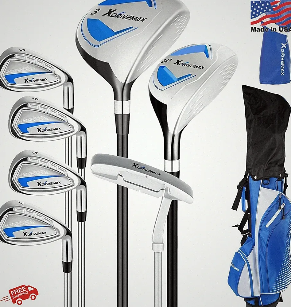 XDriveMax 8-Piece Right Hand Golf Club Set Men Blue Regular Graphite