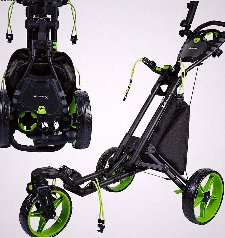 XDriveMax GC03 360 Rotating 3 Wheel Foldable Golf Pull Cart for Golf Clubs