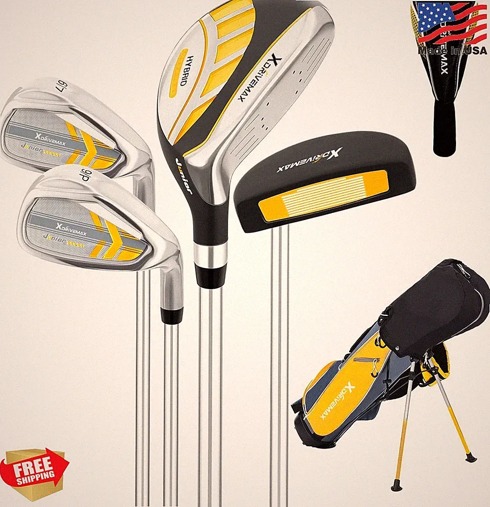XDriveMax Junior Golf Club Set 5-Piece Yellow 39-48 inches Ages 4-8 Right Hand