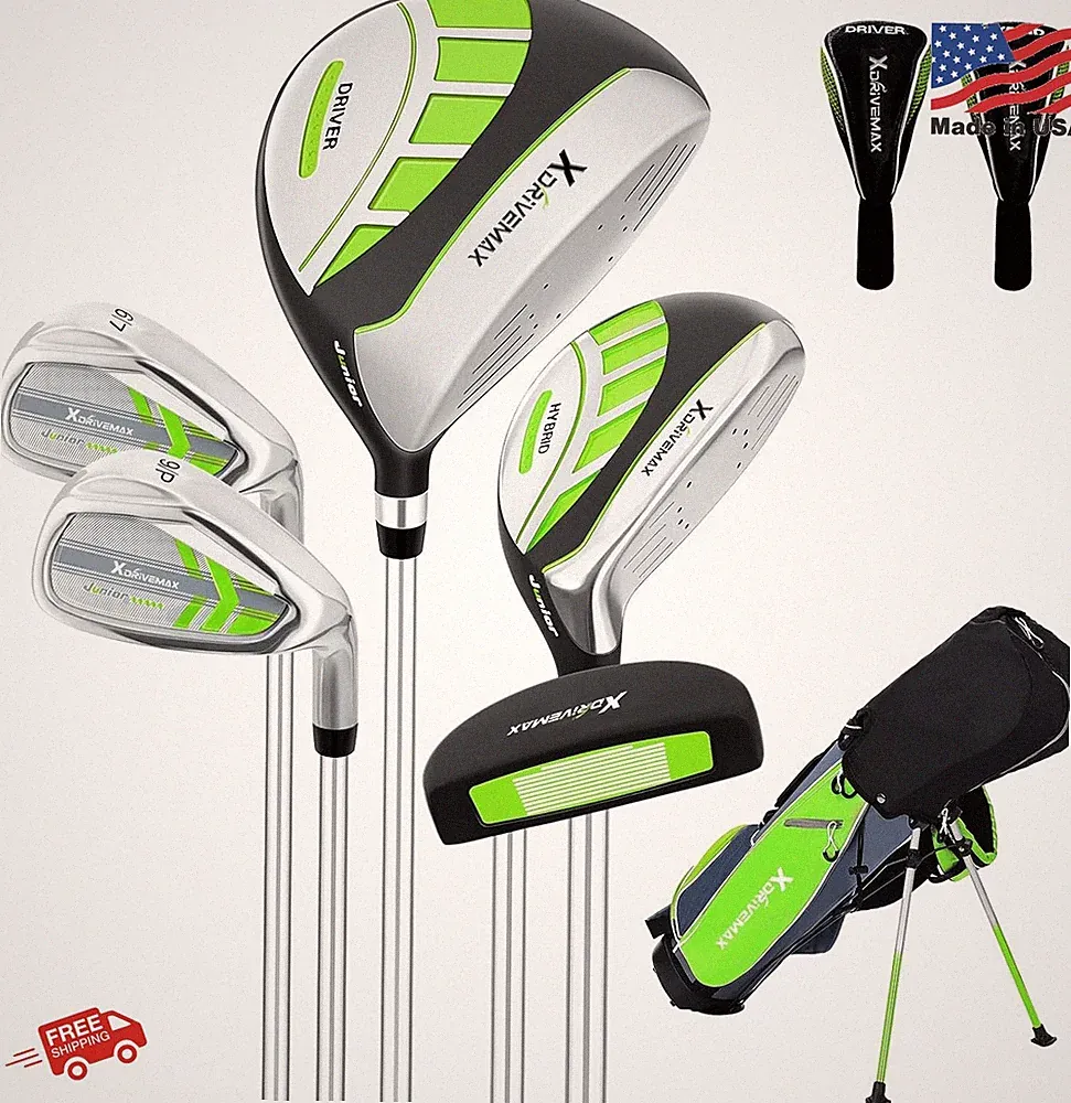 XDriveMax Junior Golf Club Set Green Right Hand 50-60 inches Ages 8-12