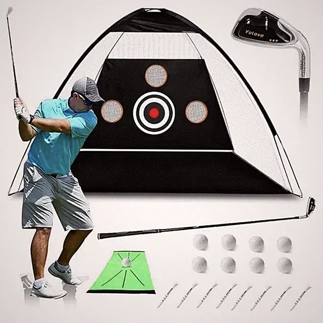 Yolove Complete Golf 10x7 Portable Practice Set 1GOLF CLUB, 1GOLFT MATN 8 Ball T